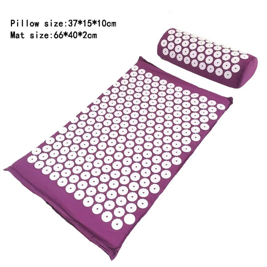Massager Cushion & Acupressure Yoga Mat Set – Spike Mat and Pillow for Pain Relief